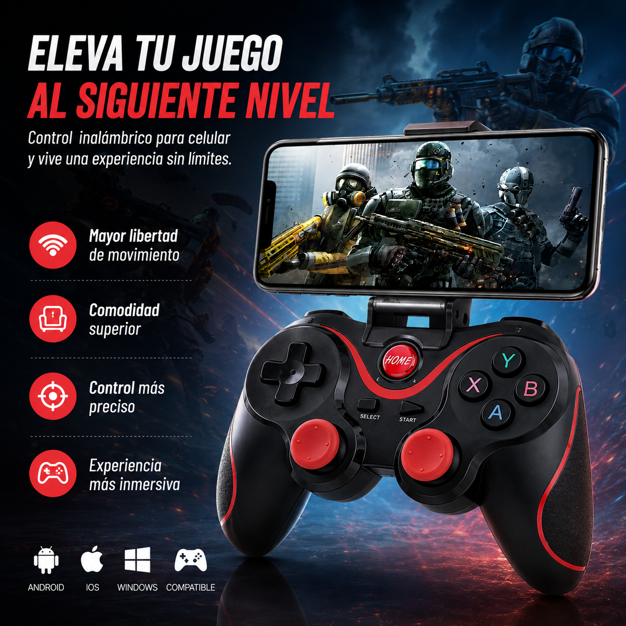 HyperControl: Mando inalámbrico Bluetooth con precisión y comodidad superior para jugar sin límites